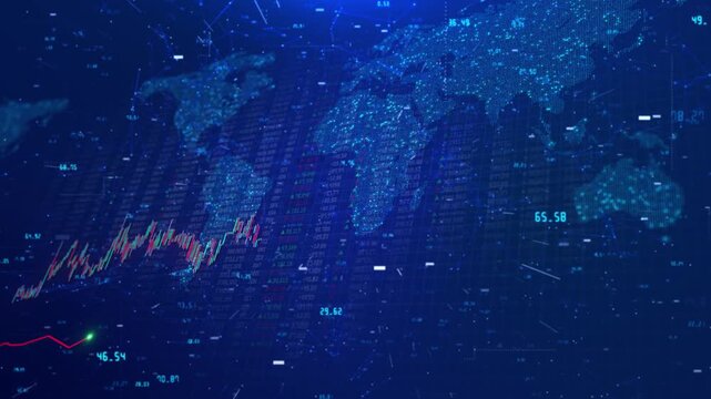 Futuristic Currency Exchange Stock Chart Finance Economy Display monitor data Trade, technology, investment analysis Business growth chart rising trend. Digital stock market data investment analysis