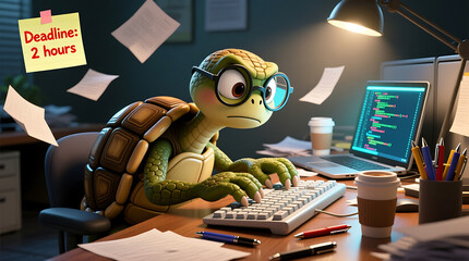 animal work very hard on the computer in the office