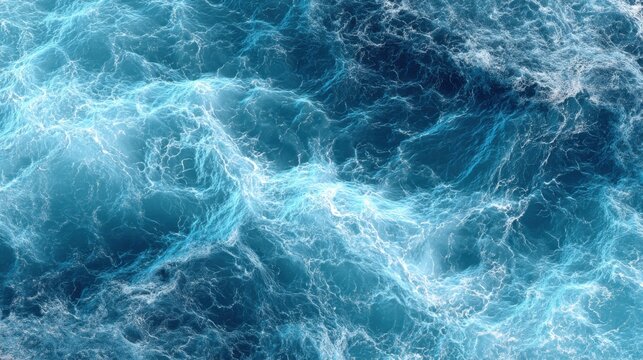 Detailed turbulent ocean waves with white foam