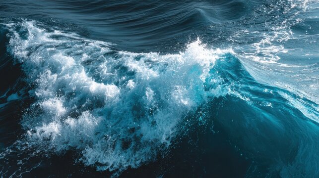 Dynamic Ocean Wave Crashing with White Foam