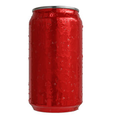 Bright red soda can mockup on a transparent background for beverage branding and packaging design