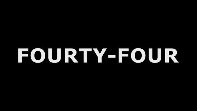 Forty four Text Animation Icon. Forty four text animation icon with dynamic motion and soft transitions with black background.