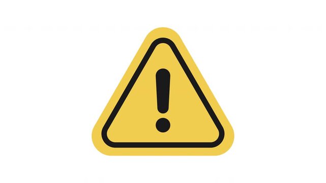 Yellow triangle exclamation stamp 4k 60 fps animation prores alpha channel