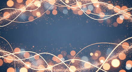 Sparkling golden festive lights and particles create a celebratory bokeh background perfect for holidays, events, and special occasions