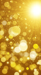 Captivating golden bokeh lights and sunbeams radiate warmth and celebration, creating a magical, luminous atmosphere perfect for festive events.