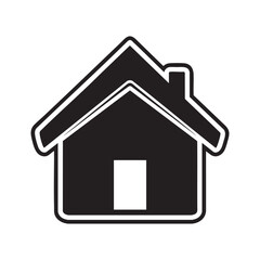Simple black house icon with a white door and outline