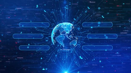 Technology digital cyberspace, HUD infographic technology data analysis, and Digital data network. world breaking news Studio Background for news report and breaking news on world live Business report - Powered by Adobe