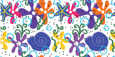 Naklejka premium Cool illustration. Nautical-themed seamless pattern.