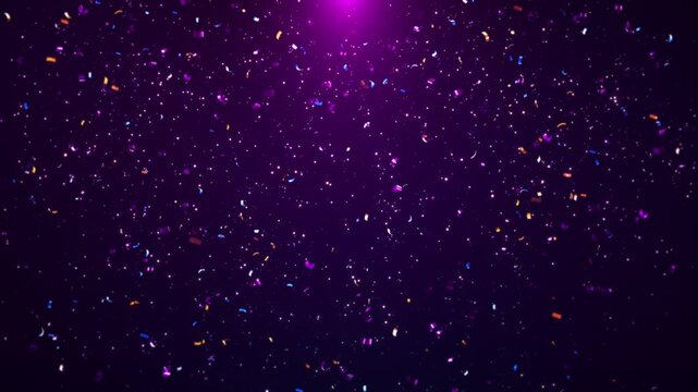 Neon Party Popper Confetti shiny particle, glittering Falling Overlay Background. effect party popper explosions Confetti Flying. birthday event new year celebration anniversary popper explosions