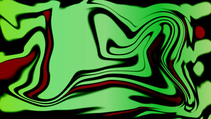 Abstract art with swirling green black and red shades