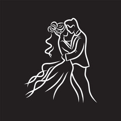 vector bride and groom