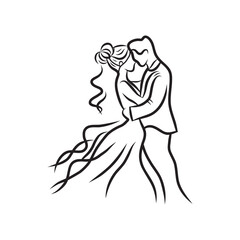 vector bride and groom