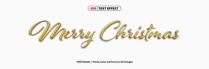 Merry Christmas golden text effect festive holiday greeting card design vector illustration