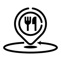 Fork and Knife icon with navigation location pin vector