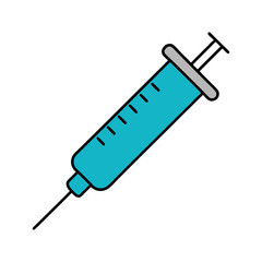 Fototapeta premium A blue medical syringe on transparent background