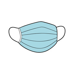 A blue surgical mask on transparent background