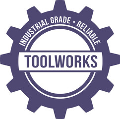 Toolworks Industrial Grade Gear Symbol Represents Reliable Tool Company Vector Illustration 