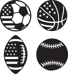 set of sport balls silhouette vector illustration
