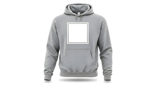 ank Light Grey Pullover Hoodie with Customizable Square Design Area, Ideal for Brand Mockups, Apparel Designs, Streetwear, and Graphic Apparel Presentations