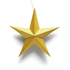 Obraz premium Festive golden christmas star closeup studio high-quality image minimalist background eye-level holiday decoration