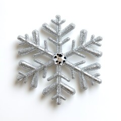 Hyperrealistic silver snowflake bed detailed gigapixel image indoor setting high-quality visual macro perspective