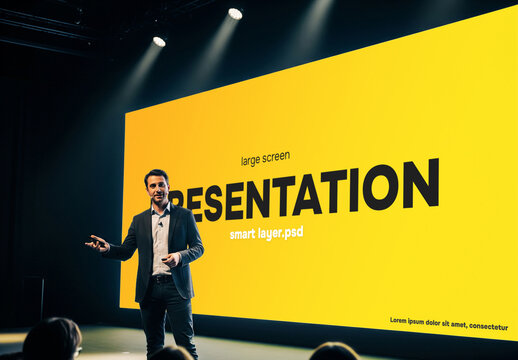Keynote event presentation large screen mockup