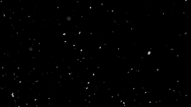 Freeze motion of natural snow falling on black background - Powered by Adobe