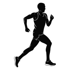 Obraz premium Black Silhouette of Male Marathon Runner