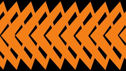 A bold geometric pattern of repeating orange zigzag shapes on a black background, creating a dynamic, rhythmic flow and strong visual contrast with a modern, abstract style.
