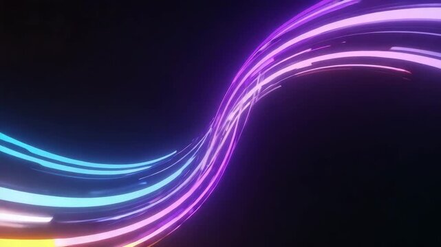 Dynamic Data Visualization with Glowing Blue Lines and Particles

