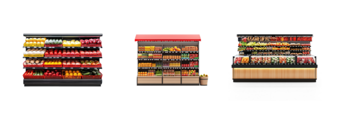 Collection of Supermarket isolate on transparent background