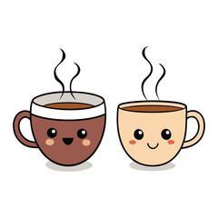 A warm cup of coffee and tea sits side by side, steam swirling gently upward in soft curls, filling the air with cozy aromas and inviting comfort in every soothing sip.
