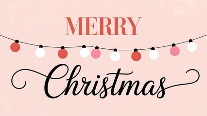 Cheerful Merry Christmas greeting with festive string lights and elegant script lettering for holiday promotions and seasonal designs to spread joy