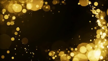 Golden glitter particles elegantly swirling against a dark background, perfect for adding a touch of luxury and celebration to your projects