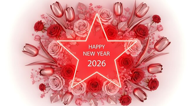 Happy new year 2026 floral arrangement - Powered by Adobe