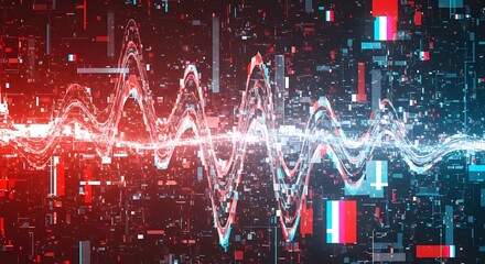 A glitch-inspired neon wave with distorted RGB patterns for edgy Cyber Monday promotions.