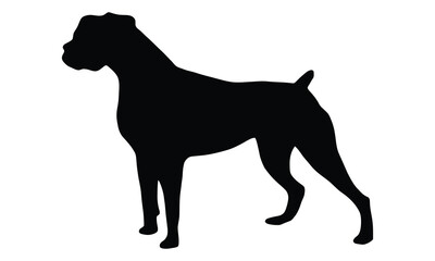 Silhouette of a boxer dog standing alert with adobe illustrator logo