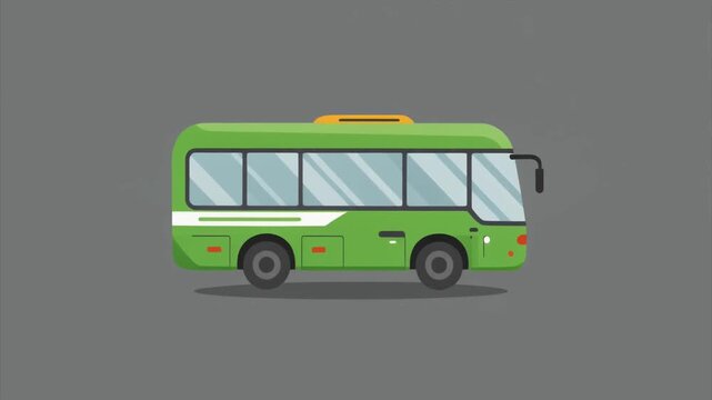 Green Bus Illustration on Gray Background Transportation and Urban Life Concept