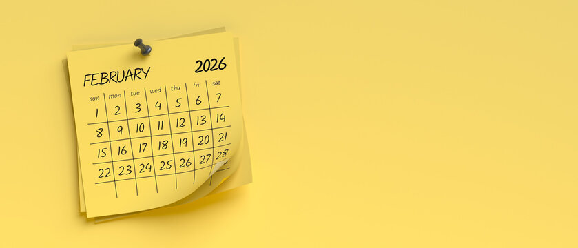 Minimalist February 2026 Wall Calendar Display