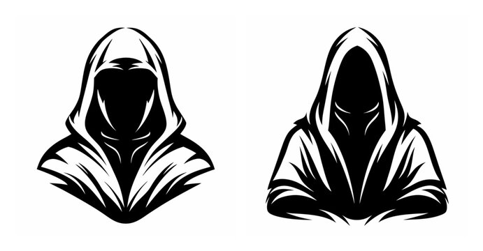 Mysterious hooded figures representing mystery shadowy characters and anonymous presence