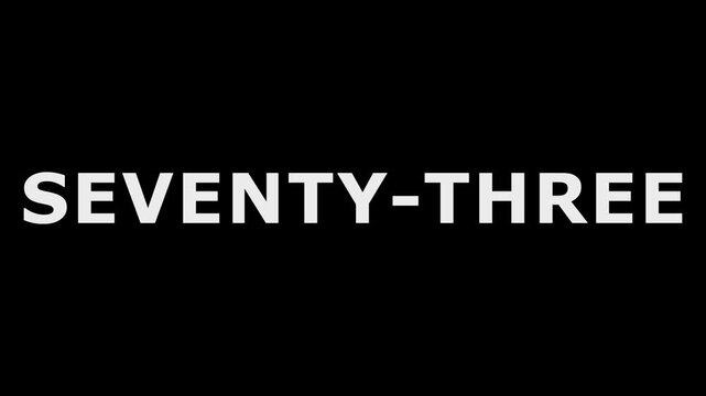 Seventy three Text Animation Icon. Seventy three text animation icon with dynamic motion and soft transitions with black background.