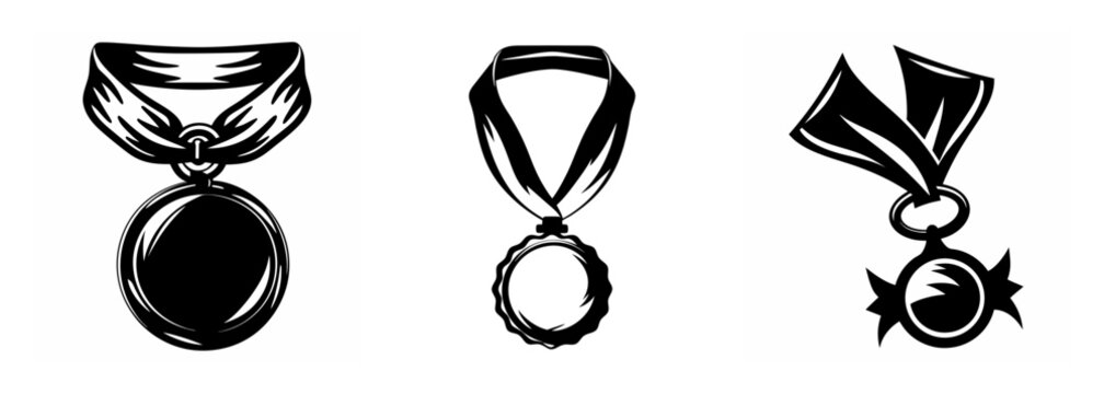Three distinct achievement medals displayed with ribbons for award ceremonies and recognition events