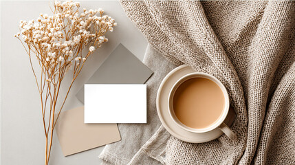 Helle, minimalistische Lifestyle-Szenen mit nat&uuml;rlichen Materialien, dezenten Accessoires und klaren Mockups f&uuml;r Karten, Notizb&uuml;cher und kleine Prints. Weiches Tageslicht und ruhige Kompositionen