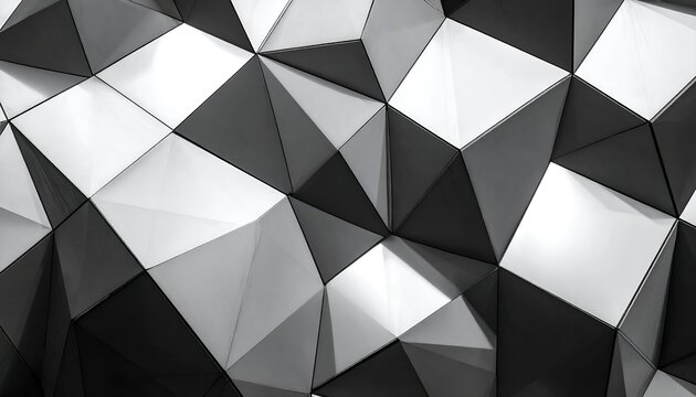 Abstract black & white geometric pattern with multifaceted, angular shapes
