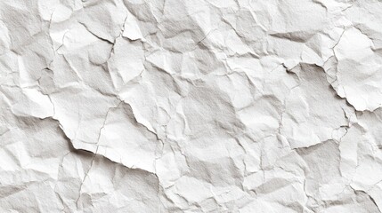 Fototapeta premium A close-up of crumpled white paper, showcasing textured wrinkles and shadows, creating a unique and abstract visual appeal.