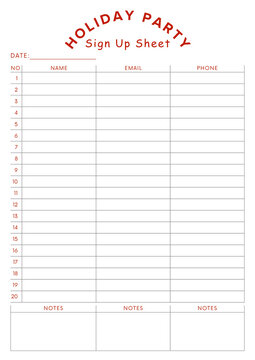 Holiday Party Sign Up SheetHoliday Party Sign Up Sheet