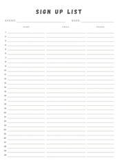 Sign Up List