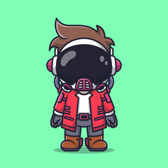 Cute Astronaut Spaceman Punk Cartoon 