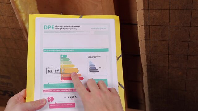 Une personne dans un grenier en train de remplir le formulaire du DPE pour l'immobilier.