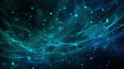 Fototapeta premium Abstract Teal and Blue Swirling Lines with Particles